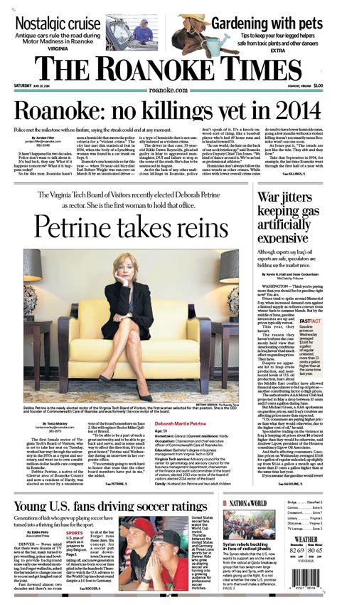 Roanoke newspaper - The Virginian-Pilot. 2. Richmond Times-Dispatch. News, opinion, sports and more from the Richmond Times-Dispatch. 3. The Roanoke Times. 4. Daily Press. Daily Press, based in Newport News, Va., covering Peninsula news and beyond in …